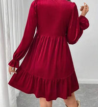 Women Red Velvet Short Dress For Christmas Party