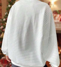 New Waffle Ladies Loose Sweatshirt, Christmas Pattern Printed Small Checkered Round Neck Hoodies