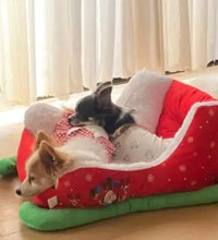 Cozy Christmas Sleigh Pet Bed